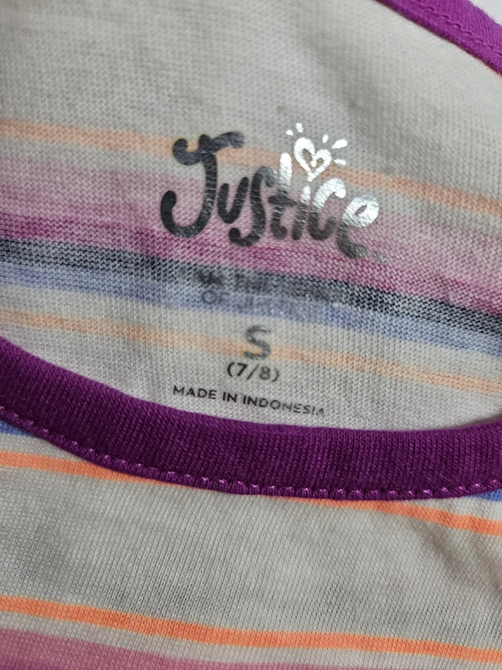 Justice Striped Tank Purple, Pink, Cream, Navy